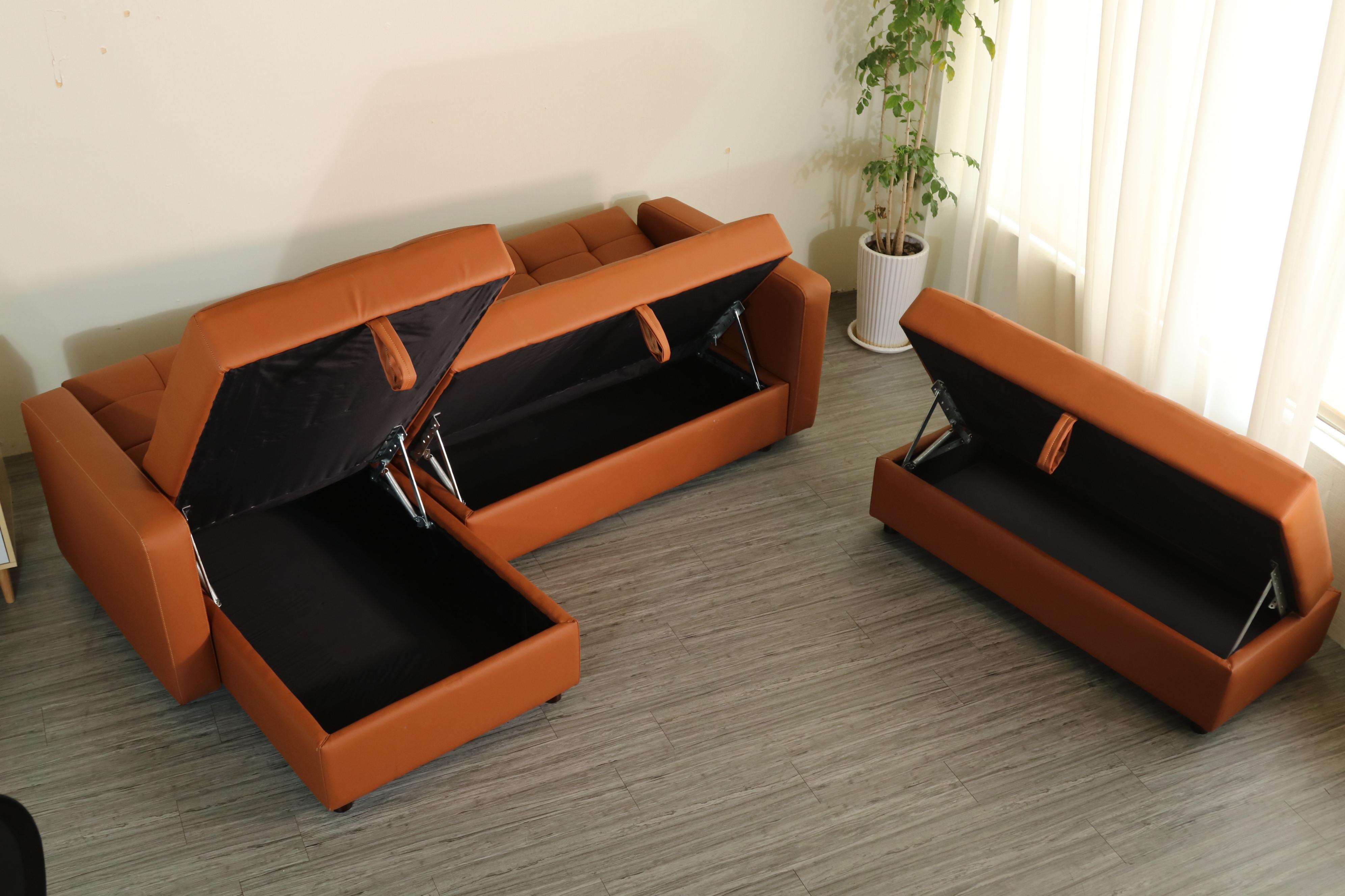 Sofa giường kéo góc L Juno sofa màu cam, xám, tro