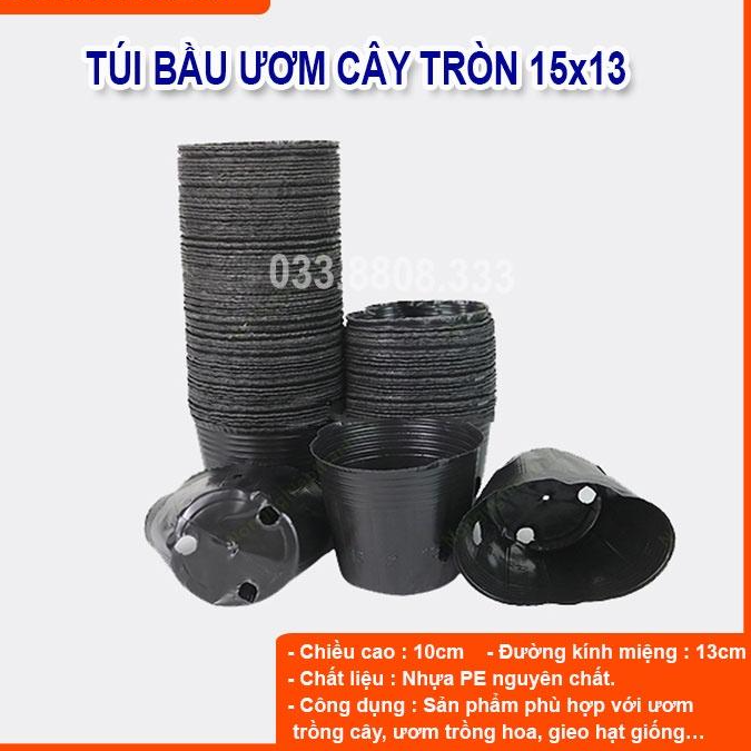 1KG Túi Bầu Tròn Ươm Cây Nhựa Dẻo Size 13x15 - Túi Bền Đẹp Tái Sử Dụng Nhiều Lần
