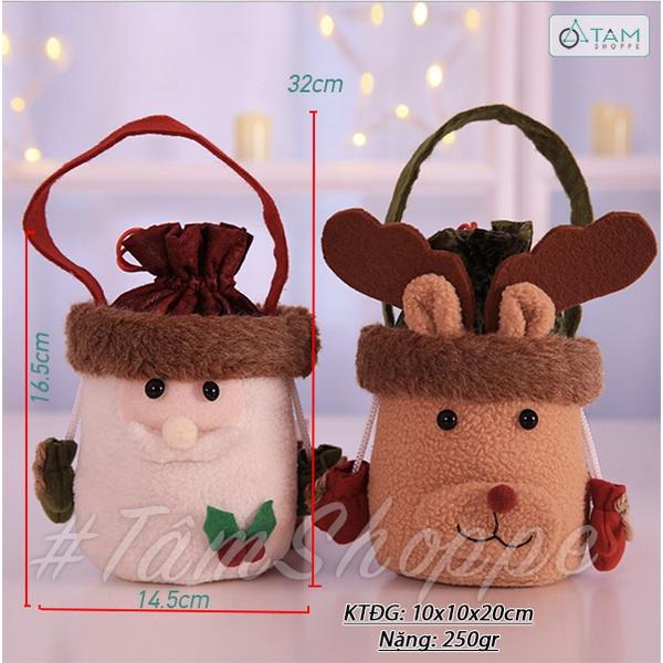 Túi vải đựng kẹo Noel Vintage dây rút X-TDK-02