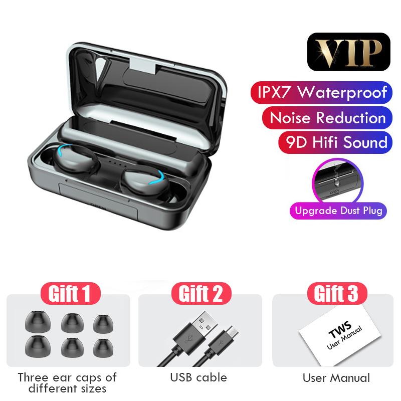 TWS Bluetooth 5.0 9D Stereo Tai Nghe Nhét Tai Tai Nghe Không Dây Thể Thao Chơi Game Chống Nước Tai Nghe 2200MAh Sạc Hộp Có Mic