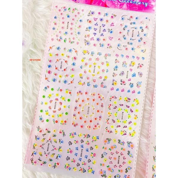 Dán Móng Tay 3D Nail Sticker Các Hoa Văn Xinh Xắn Màu Sắc Tươi, Dán Dính Chắc Chắn Hàng Đẹp