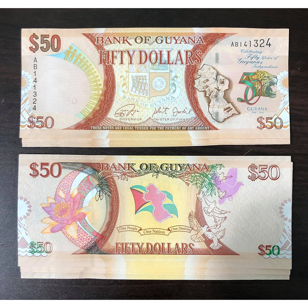 01 tờ tiền cổ 50 Dollars của Guyana sưu tầm - Tiền mới keng 100% - Tặng túi nilon bảo quản