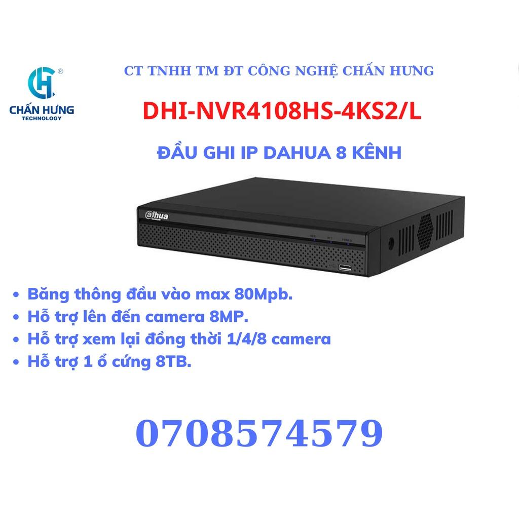 Đầu ghi hình IP 8 kênh DAHUA DHI-NVR4108HS-4KS2/L - Hàng chính hãng