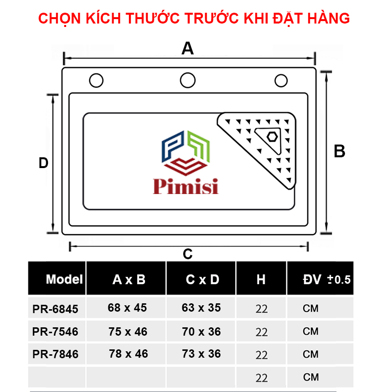 Bồn Rửa Chén INOX 1 Hộc Lớn Pimisi Làm Từ Thép Không Gỉ SUS 304 Cao Cấp Kiểu Ngăn To 1 Hố, Kèm 1 Khay Chậu Rửa Bát Nhỏ Đơn Phụ Gác Bồn -  Tháo Rời Với Đầy Đủ Phụ Kiện Xi Phông, Gắn Được Cả Âm - Dương Bàn Đá Bếp Nhiều Kích Thước | Hàng Chính Hãng