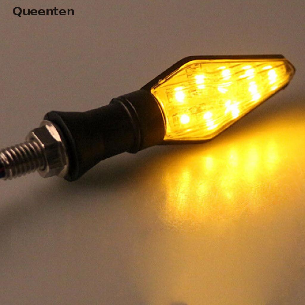 Queenten 12LED Amber+Blue Motorcycle Turn Signal Indicator Light Blinker Universal QT
