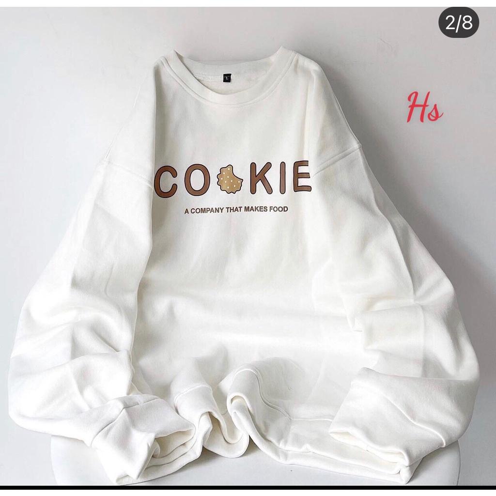 Hình ảnh Áo Sweater Nỉ COOKIE Unisex Nam Nữ Form Rộng Ulzzang Bông Nam Nữ Hàn Quốc, Áo Thu Đông Chất Nỉ Ngoại Dày Dặn, Áo sweater nam nữ mặc , áo hoodie áo cặp đôi , áo khoác áo thun tay dài nam nữ vải nỉ ngoại dày mịn