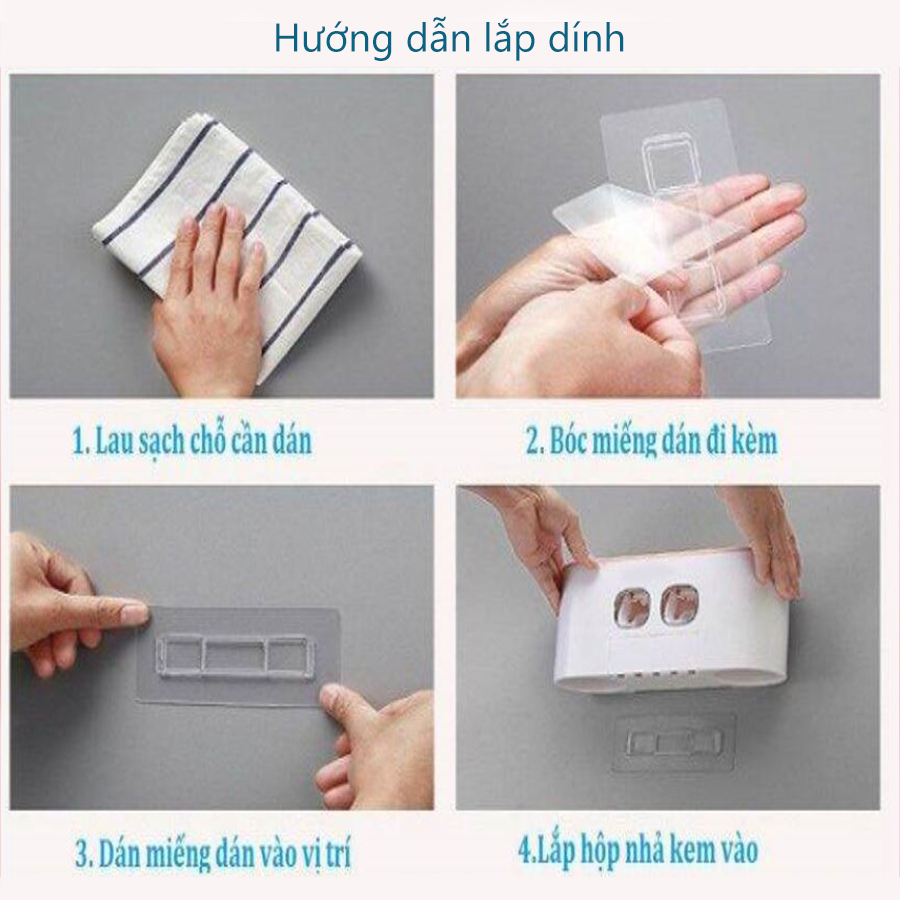 Kệ Nhả Kem Đánh Răng Tự Động Thông Minh Kết hợp rãnh để đồ & treo cốc - Tặng kèm 4 Cốc Hút Từ Tính - Kệ Nhà Tắm Dán Tường Tiện Ích - Giao màu Ngẫu Nhiên