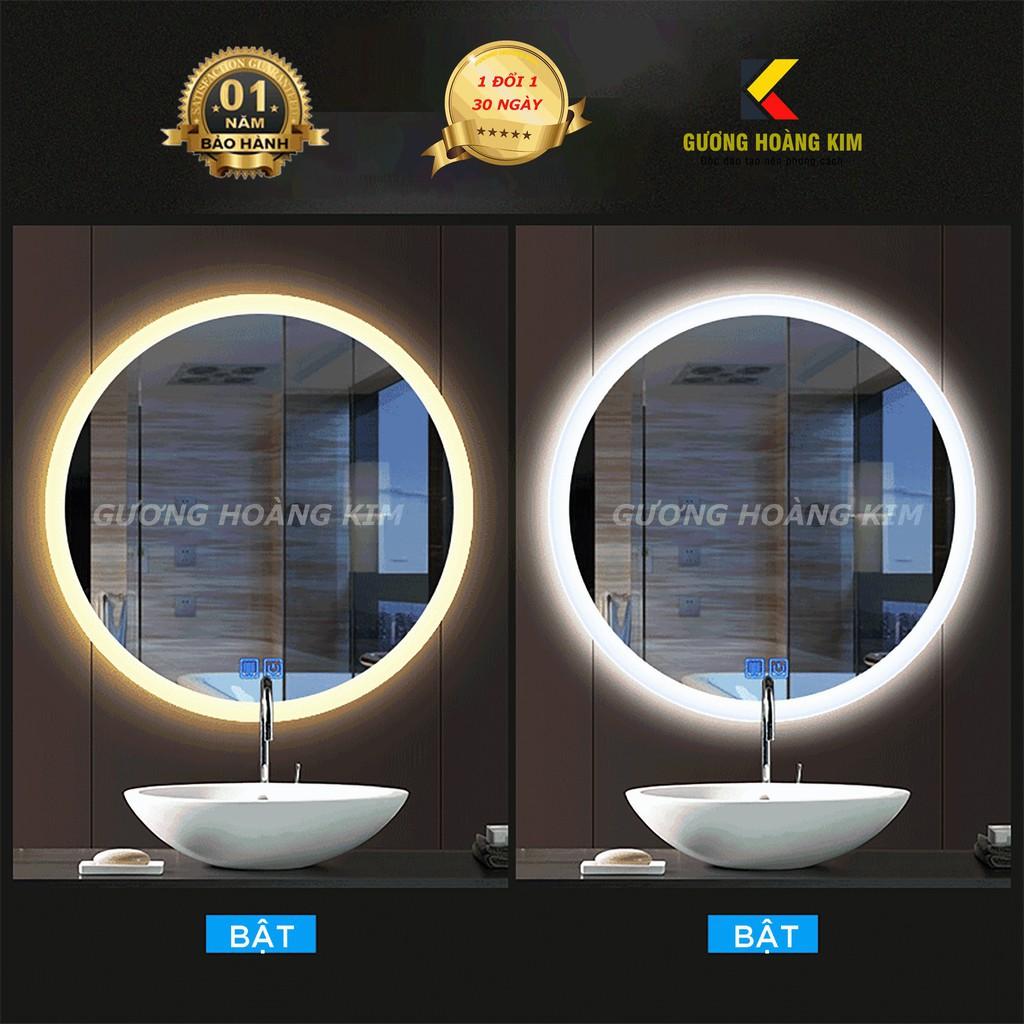 Gương tròn để bàn trang điểm treo tường đèn led cảm ứng thông minh kích thước D50 - guong mirror
