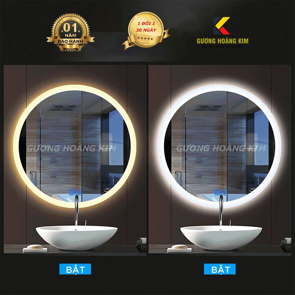 Gương tròn để bàn trang điểm treo tường đèn led cảm ứng thông minh kích thước D80 - guong mirror