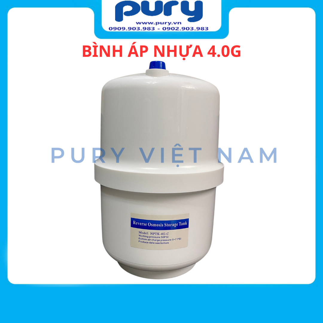 Bình áp máy lọc nước, Bình áp 8l (3.2G), Bình áp 10l (4.0G), Bình áp nhựa kèm van - Dùng cho tất cả máy lọc nước