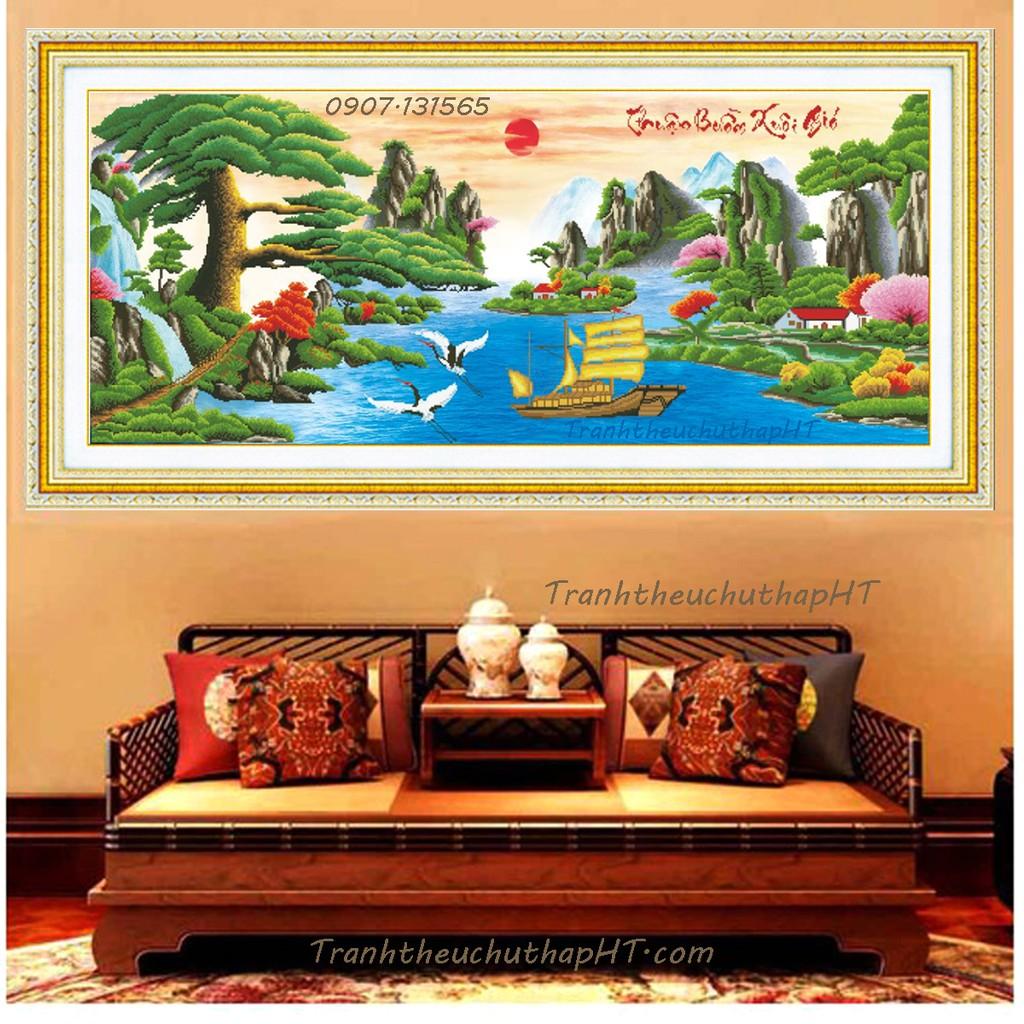 Tranh đính đá Thuận buồm xuôi gió 162*73cm - chưa đính