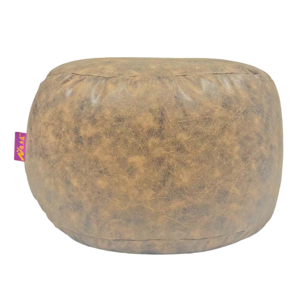 Brown Round Ottoman Pouf Cover Footstool Slipcover