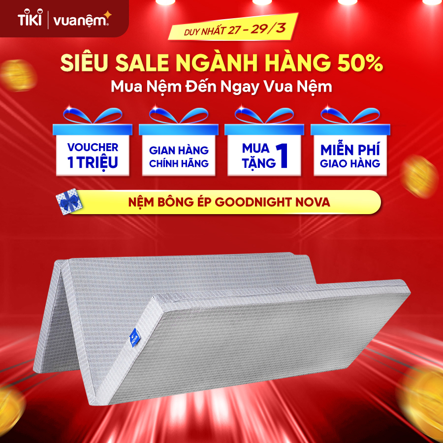 [FREESHIP] Nệm bông ép Goodnight Nova gấp gọn tiện dụng, nâng đỡ 5 tiếp điểm cơ thể