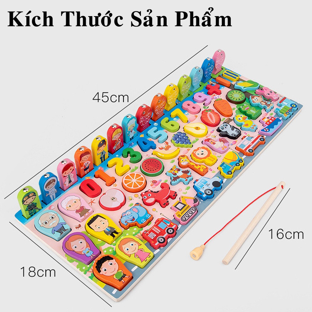 [Loại 6in1] Đồ Chơi Bảng Chữ Cái Thông Minh 61 Chi Tiết Hãng DoDoDios – Bộ Trò Chơi Câu Cá, Ghép Số Học, Ghép Hình