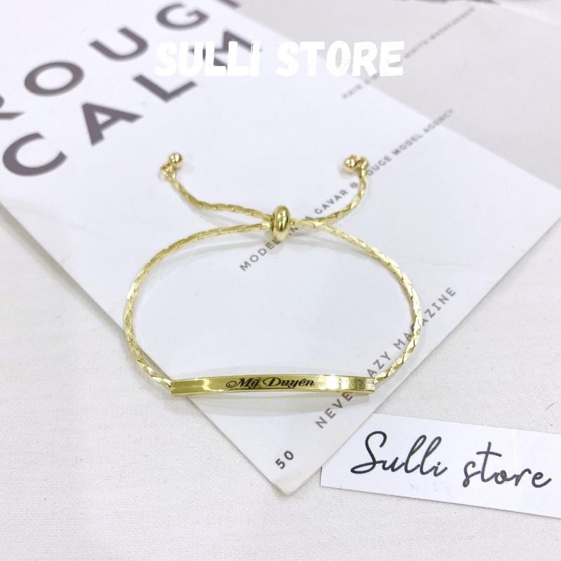 Vòng tay lắc tay nữ Gold bar dây rút khắc tên theo yêu cầu freesize Sulli store