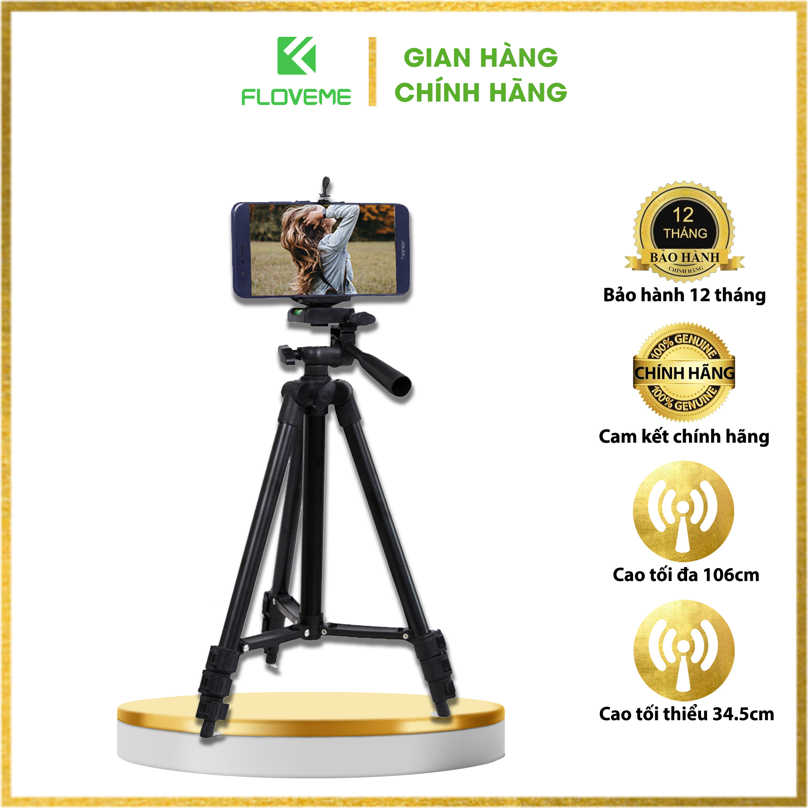 Gậy 3 chân chụp hình máy ảnh, điện thoại Tripod Floveme - 3120, quay livestream, chụp hình - góc quay xoay được 360 độ . - Hàng chính hãng