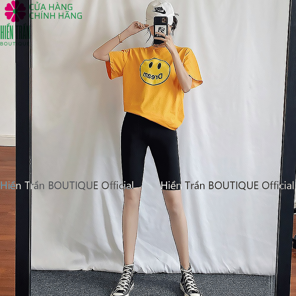 Quần legging lửng Hiền Trần BOUTIQUE cạp chun vải cao cấp thun ngố nữ co giãn tốt dáng ôm