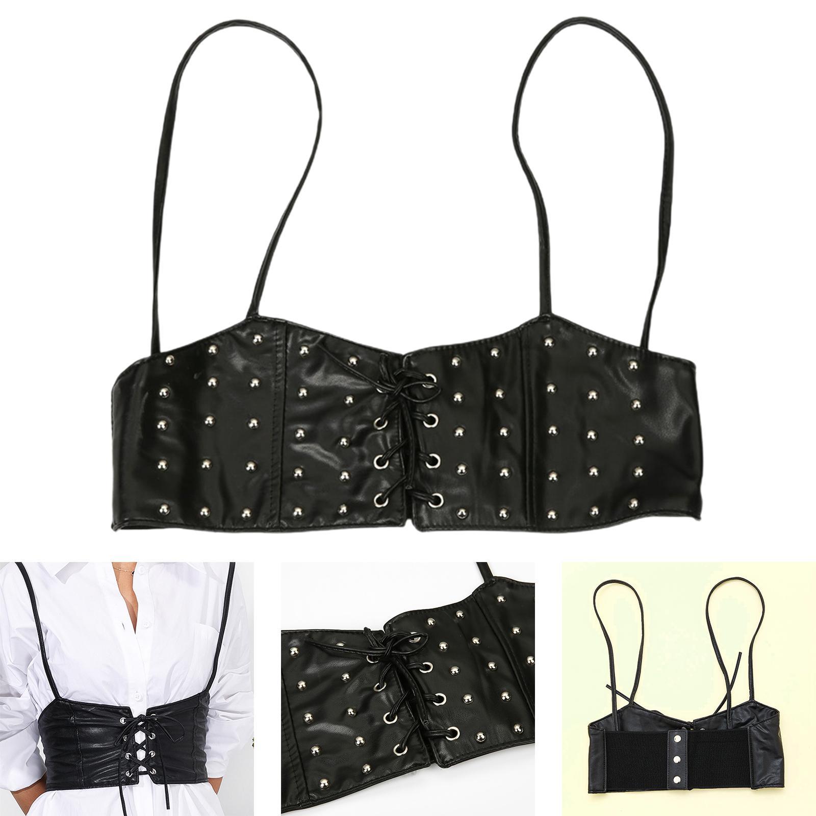 Women Belt Fashion PU Leather Elastic Waist Belt Steampunk Underbust Corset Wide Cincher