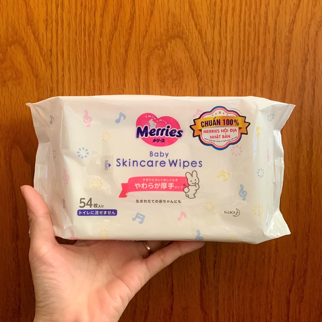 Combo 3 Gói Khăn Giấy Ướt Merries Baby Skincare Wipes (54 miếng/gói x 3)