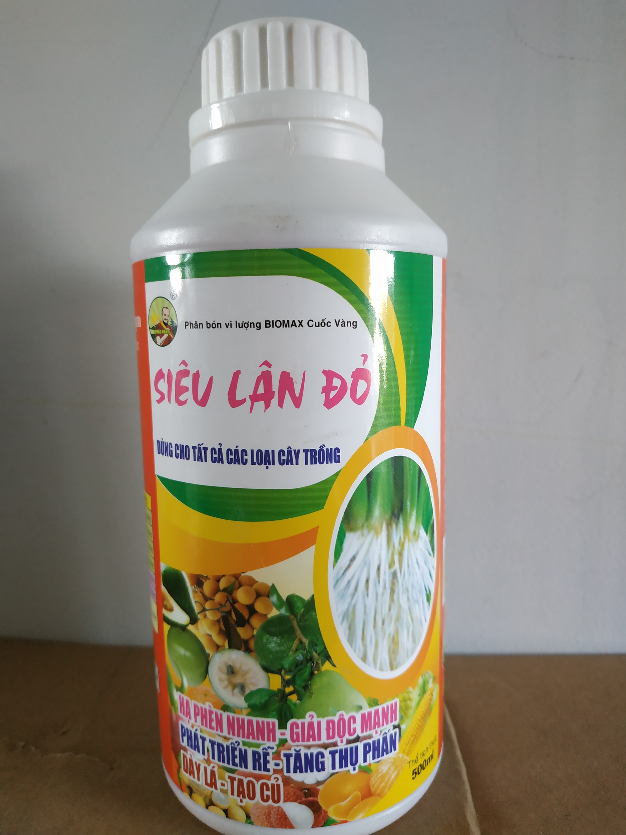 Phân bón vi lượng Siêu Lân Đỏ hạ phèn nhanh, phát triển rễ, tăng thụ phấn, tạo củ mạnh - chai 500 ml bomax