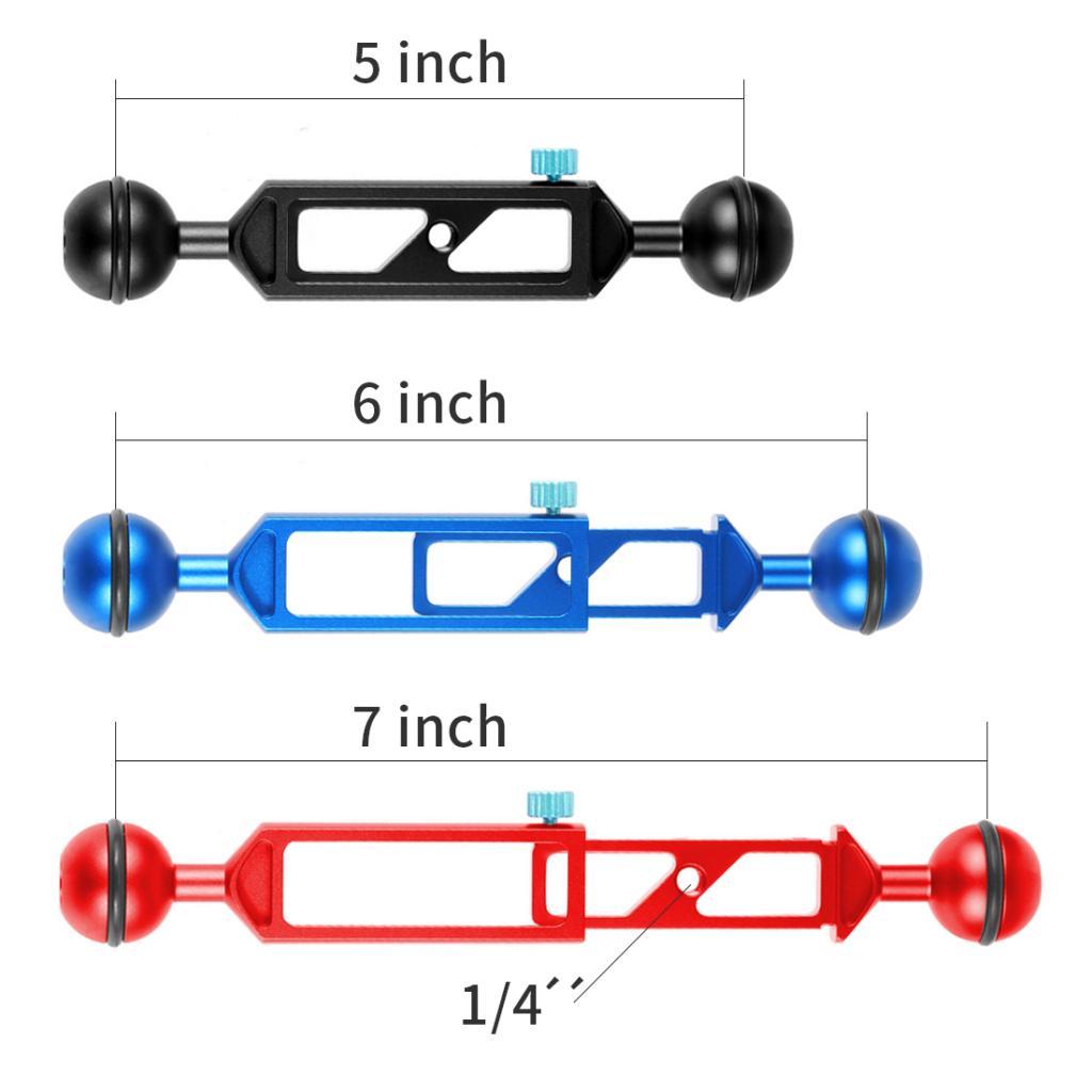Camera Diving  Light Carbon Fiber Double Ball Head Lamp Arm 1" inch Black