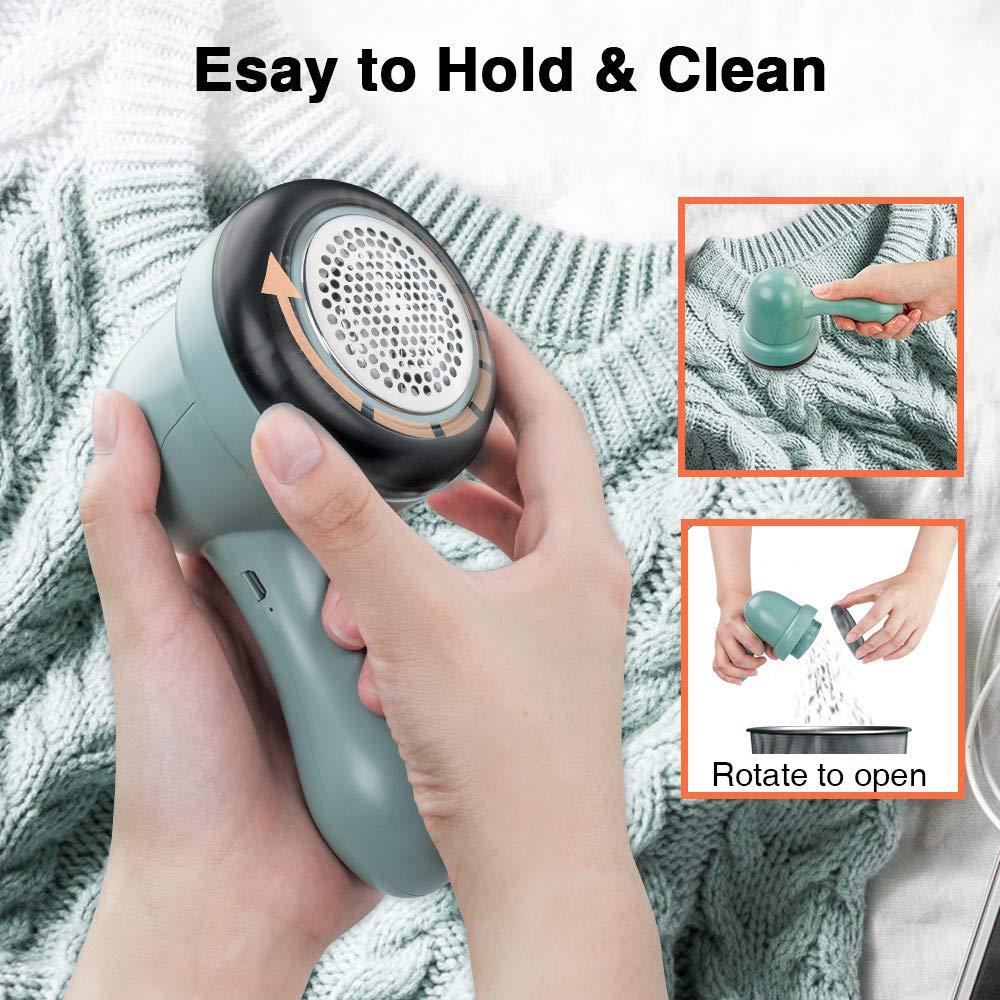 Air Anti Bouloche, Dao cạo USB Bouloche có thể sạc lại, dao cạo dệt may điện với 2 lưỡi dao dự phòng và làm sạch quần áo, chăn, đệm, áo len, thảm, thảm