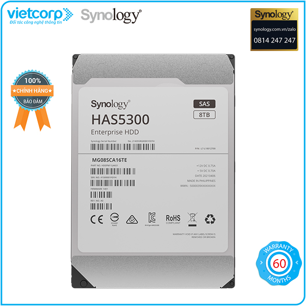 Ổ cứng HDD SAS 3,5&quot; cho NAS Synology HAS5300-8T - Hàng Chính Hãng