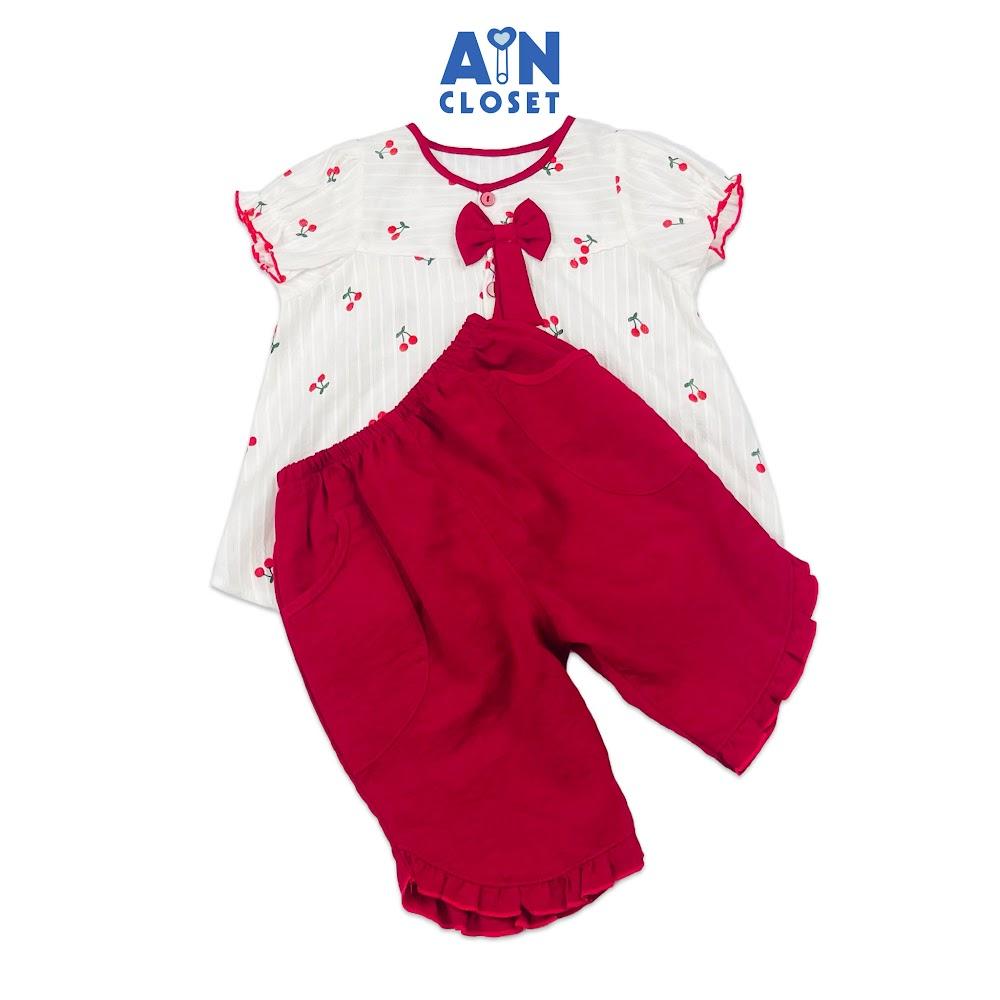 Bộ quần áo lửng bé gái họa tiết Cherry Nơ đỏ cotton - AICDBT6UGKDJ - AIN Closet