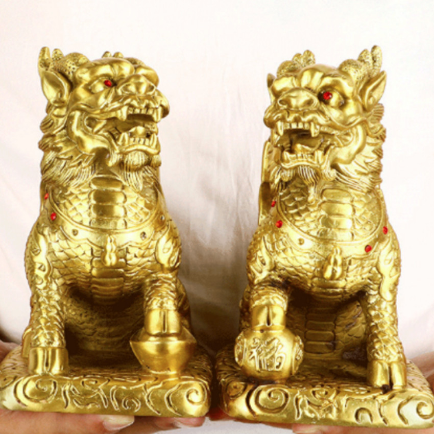 Bộ đôi tỳ hươu bằng đồng thau ,tượng tỳ hươu phong thủy cao 9 cm 900044