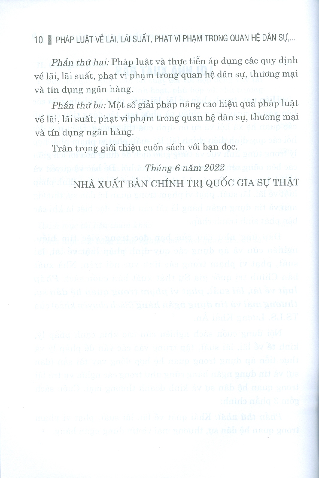 PHÁP LUẬT VỀ LÃI, LÃI SUẤT, PHẠT VI PHẠM TRONG QUAN HỆ DÂN SỰ, THƯƠNG MẠI VÀ TÍN DỤNG NGÂN HÀNG (Sách Chuyên Khảo)