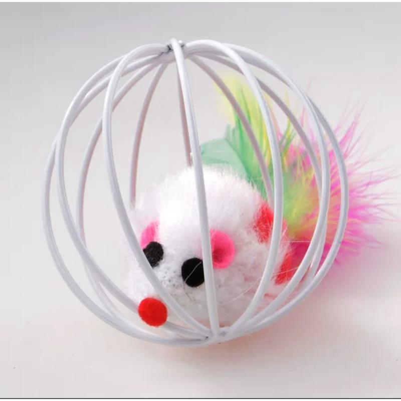 Bóng chuột, bóng sắt sơn tĩnh điện lồng chuột cho mèo chơi, đường kính 6cm