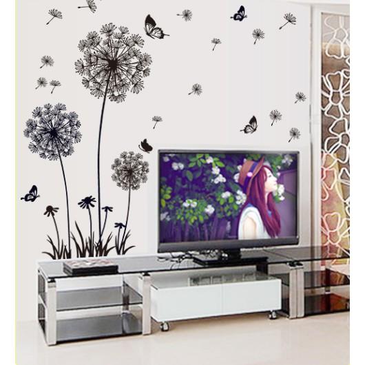 Decal dán tường Combo cột đèn đêm + bồ công anh