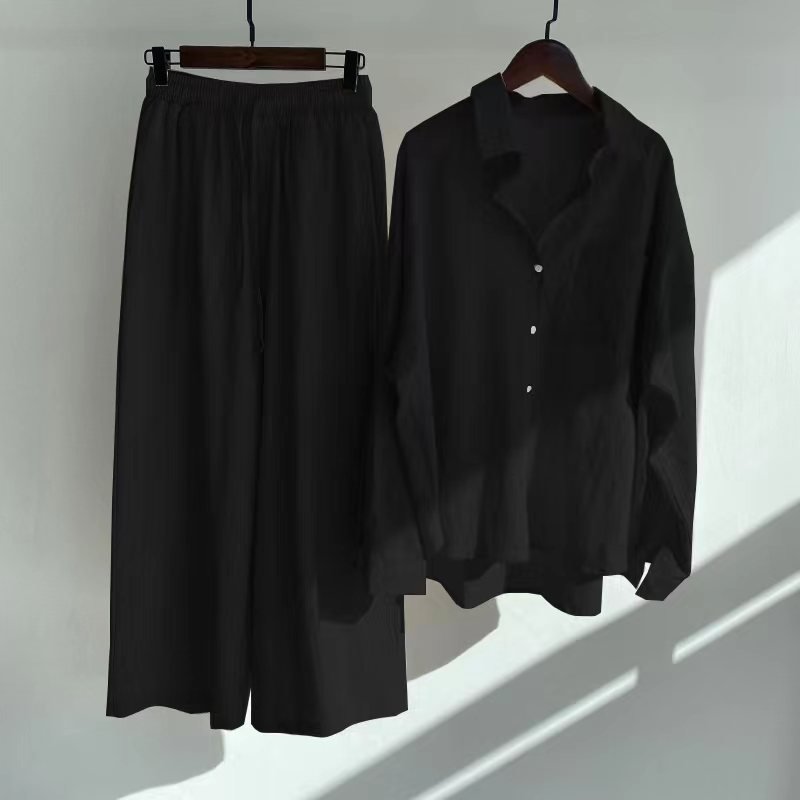 Set bộ áo sơ mi và quần dài linen trắng có dây rút, sang chảnh và dễ mặc Bv08