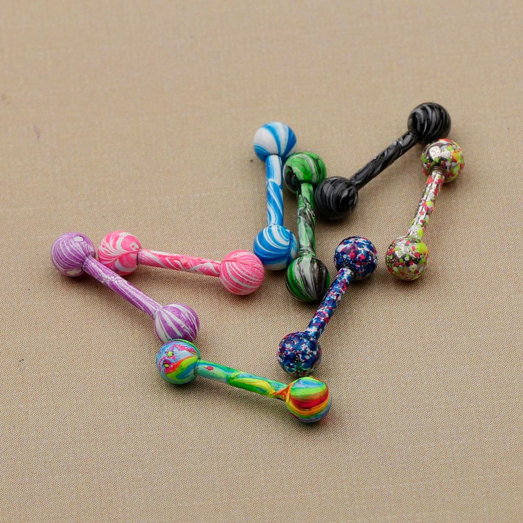 8 Pieces Stainless Steel Tongue Lip Bars Rings Barbell Piercing Jewelry 16G