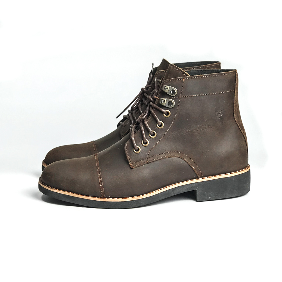 Giày cao cổ nam Iron Boots MAD Brown da bò sáp ngựa điên cao cấp bụi bặm cao cấp chính hãng