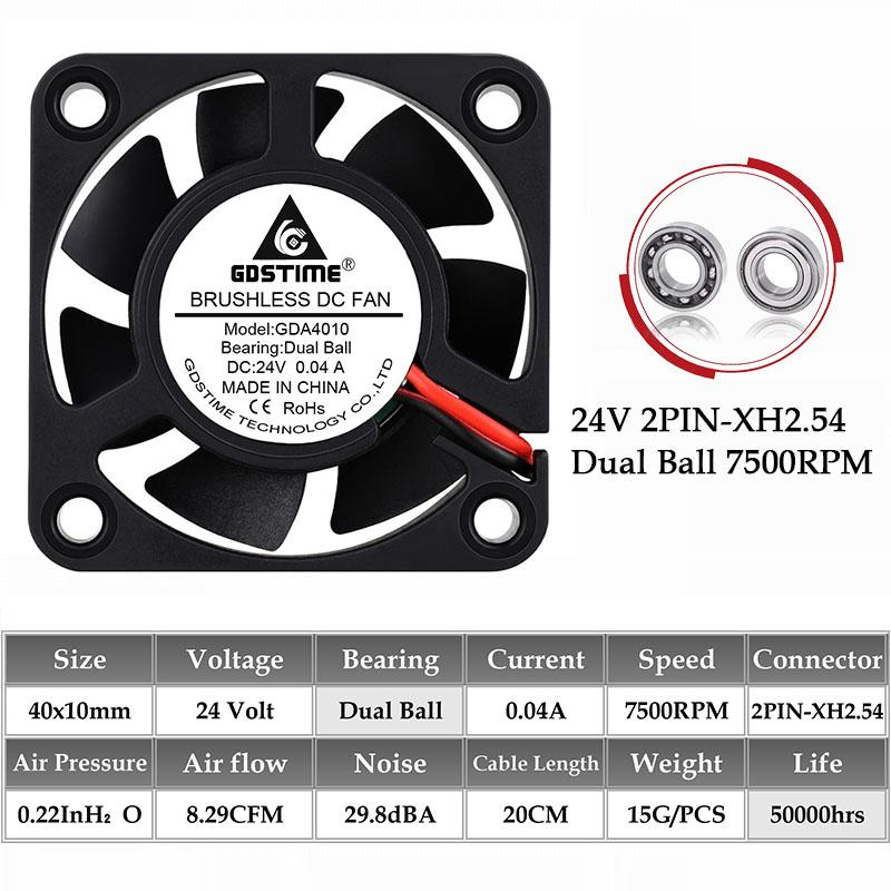 2pcs gdstime DC 24V 12V 5V 40mm x 40mm x 10 mm bi mang máy tính máy tính máy tính máy tính case Quạt làm mát 4010