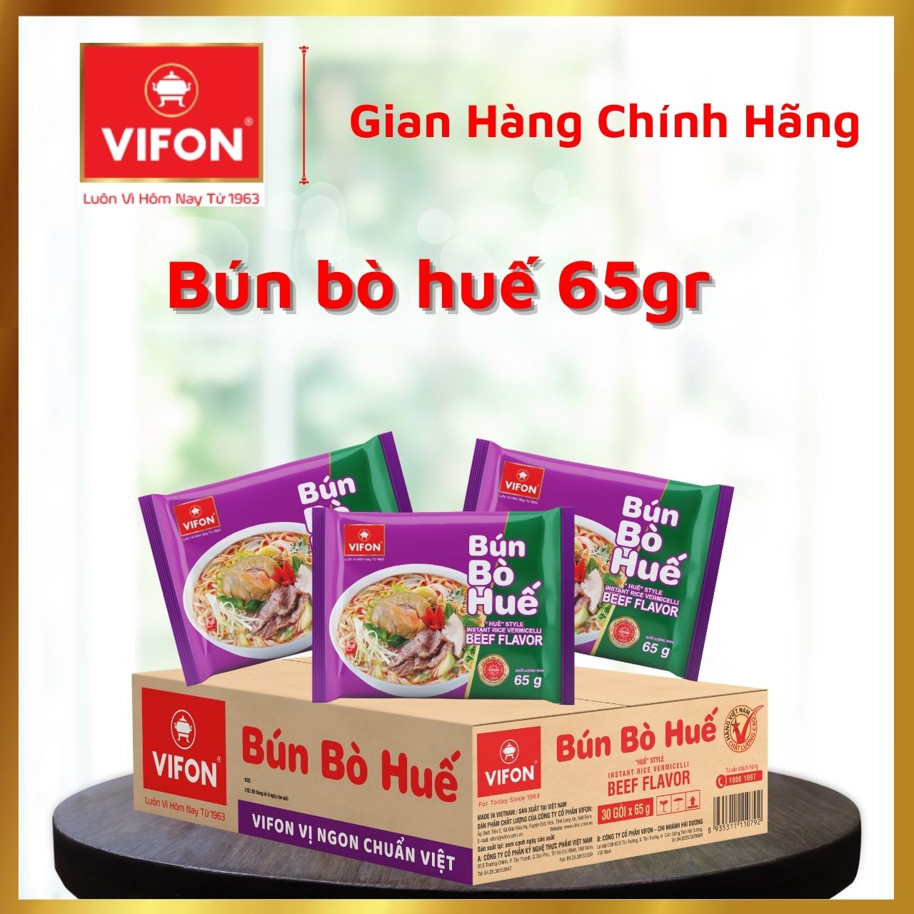 Thùng 30 Bún Bò Huế VIFON (65g / Gói)