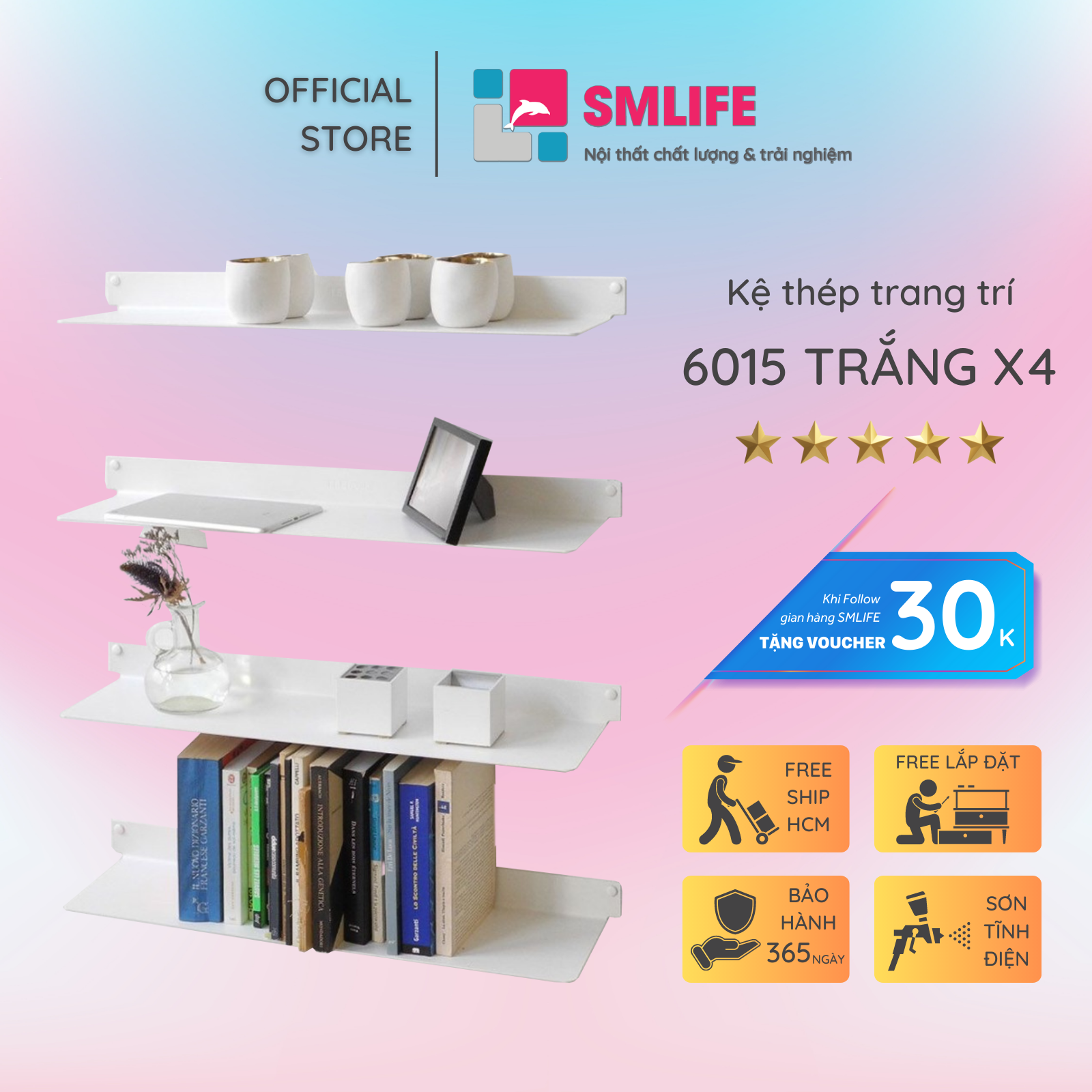 Kệ sách treo tường 6015