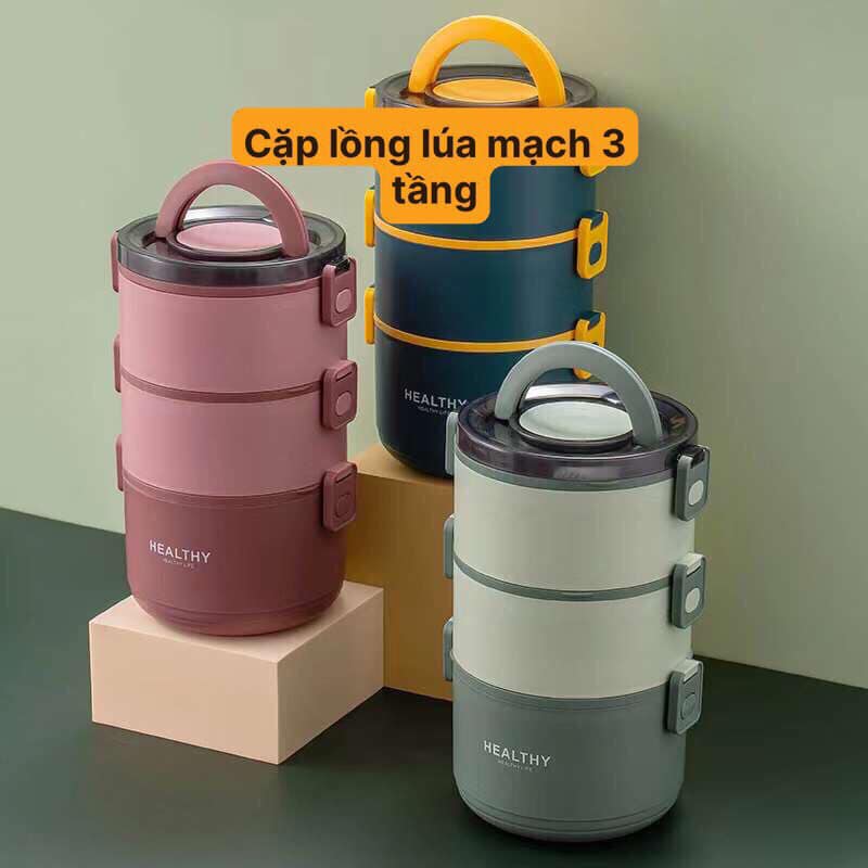 Cặp Lồng Inox Đựng Cơm Giữ Nhiệt Cao Cấp, Cà Mèn Giữ Nhiệt , Hộp Đựng Cơm Văn Phòng HEALTHY