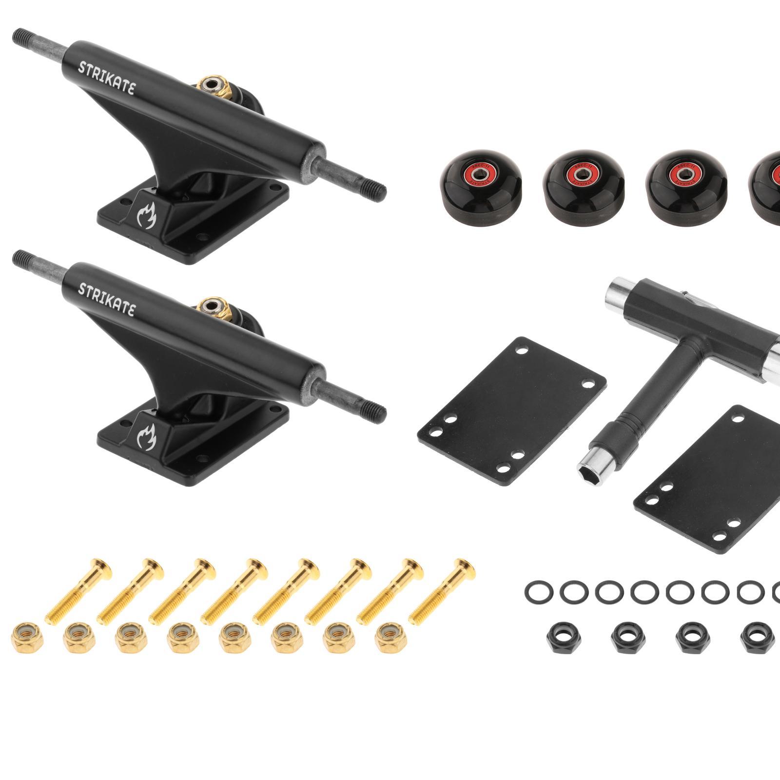 Skateboard Package 5.0" Trucks with 52mm Wheels with Bearings ABEC-11, Skateboard Tool + Components