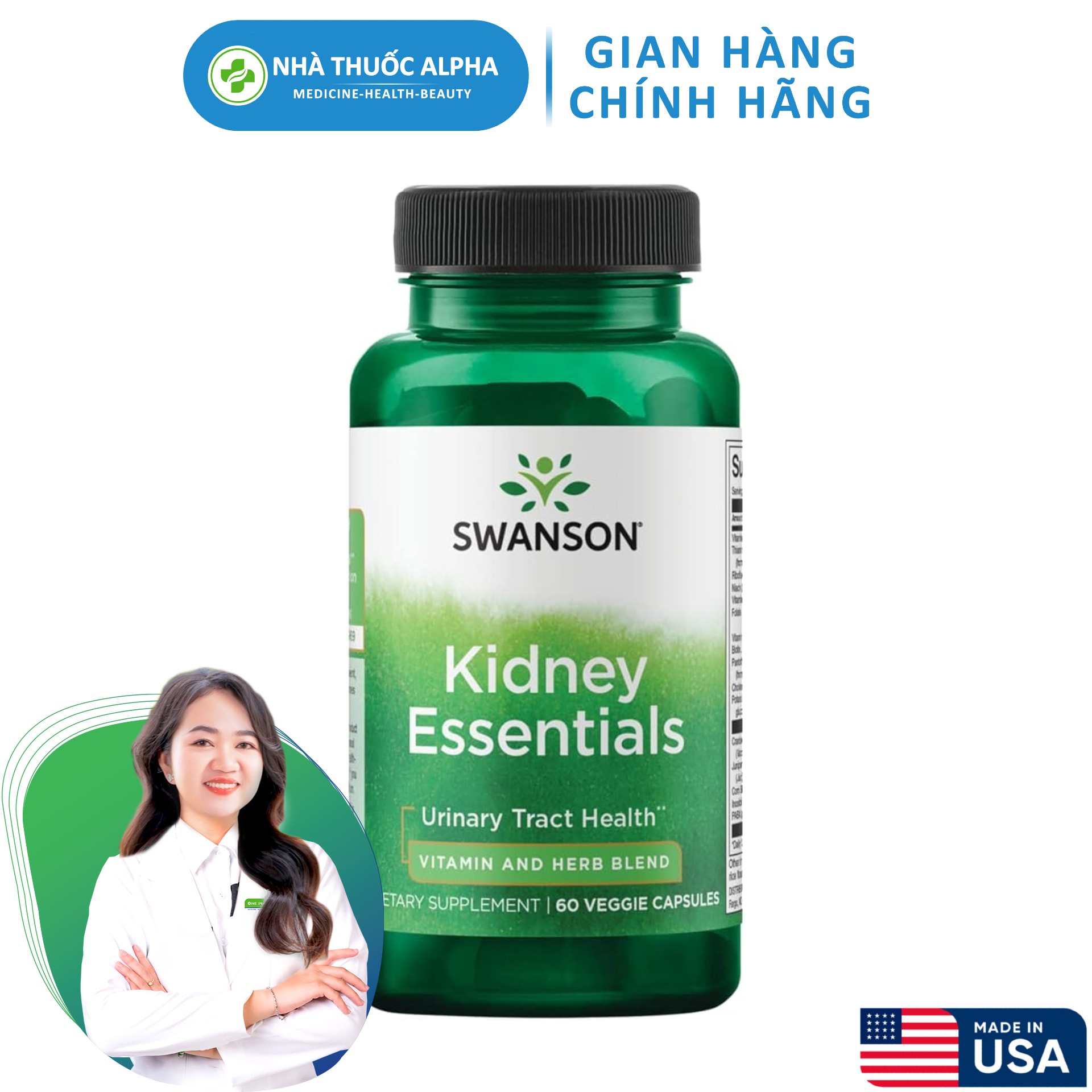 Viên Uống Swanson Kidney Essentials Hỗ Trợ Sức Khỏe Thận Và Đường Tiết Niệu 60 Viên