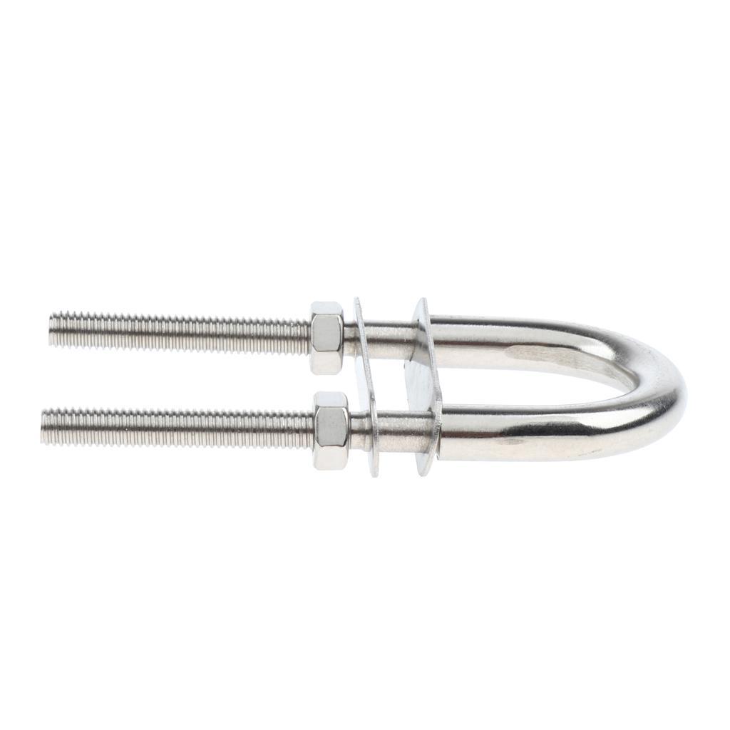 2 Pieces 304 Stainless Steel Boat Bow / Stern Eye, U-Bolt, Marine Rigging M6*90