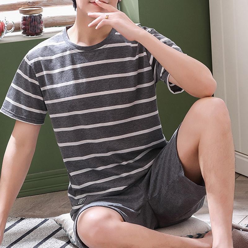 Đồ Ngủ Bộ Áo Ngắn Tay Mùa Hè Áo Quần Short Cotton Thun Bộ Đồ Ngủ Nhà Phù Hợp Với Nam Đồ Ngủ Rời Váy Ngủ 2 Cái/bộ