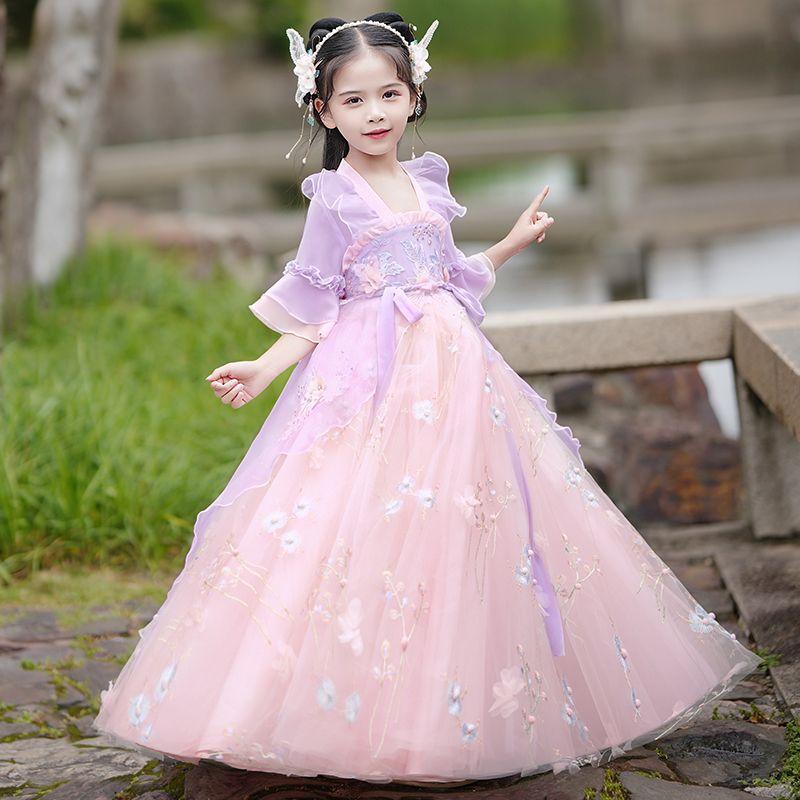 DONGSHOP Hanbok bé gái mùa hè 2023 trẻ em ăn mặc siêu tiên cổ trang váy cô gái Đường ăn mặc mùa hè ngắn tay áo