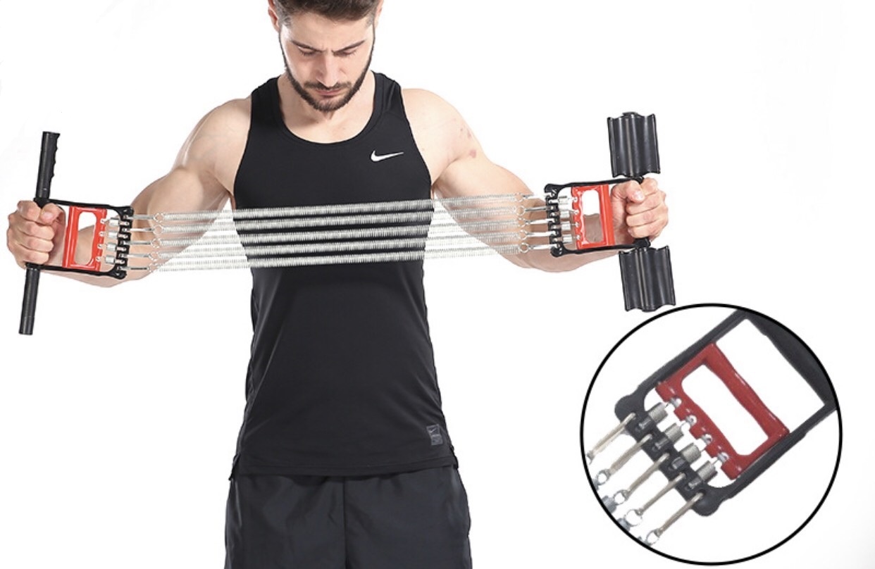 Dây Kéo Cáp 5 Lò Xo Titan Tập Thể Thao Đa Năng Có Bàn Đạp - Tập Cơ Ngực , Cơ Tay Tập GYM Hiệu Quả Tại Nhà