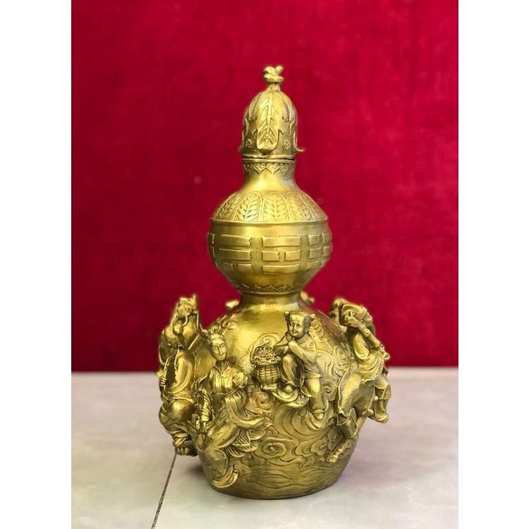 Hồ lô bát tiên cao 19cm bằng đồng nguyên chất