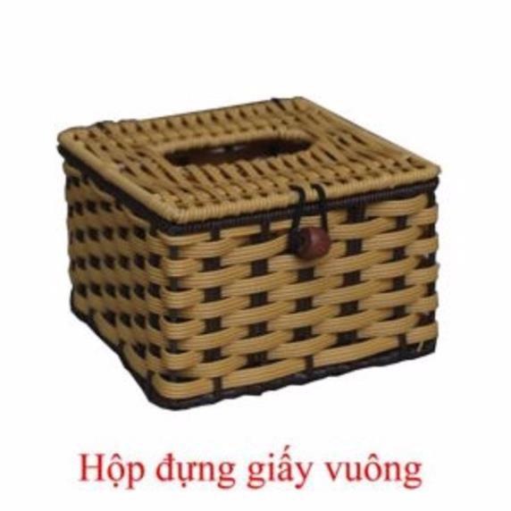 Hộp đựng giấy ăn mây tre cao cấp