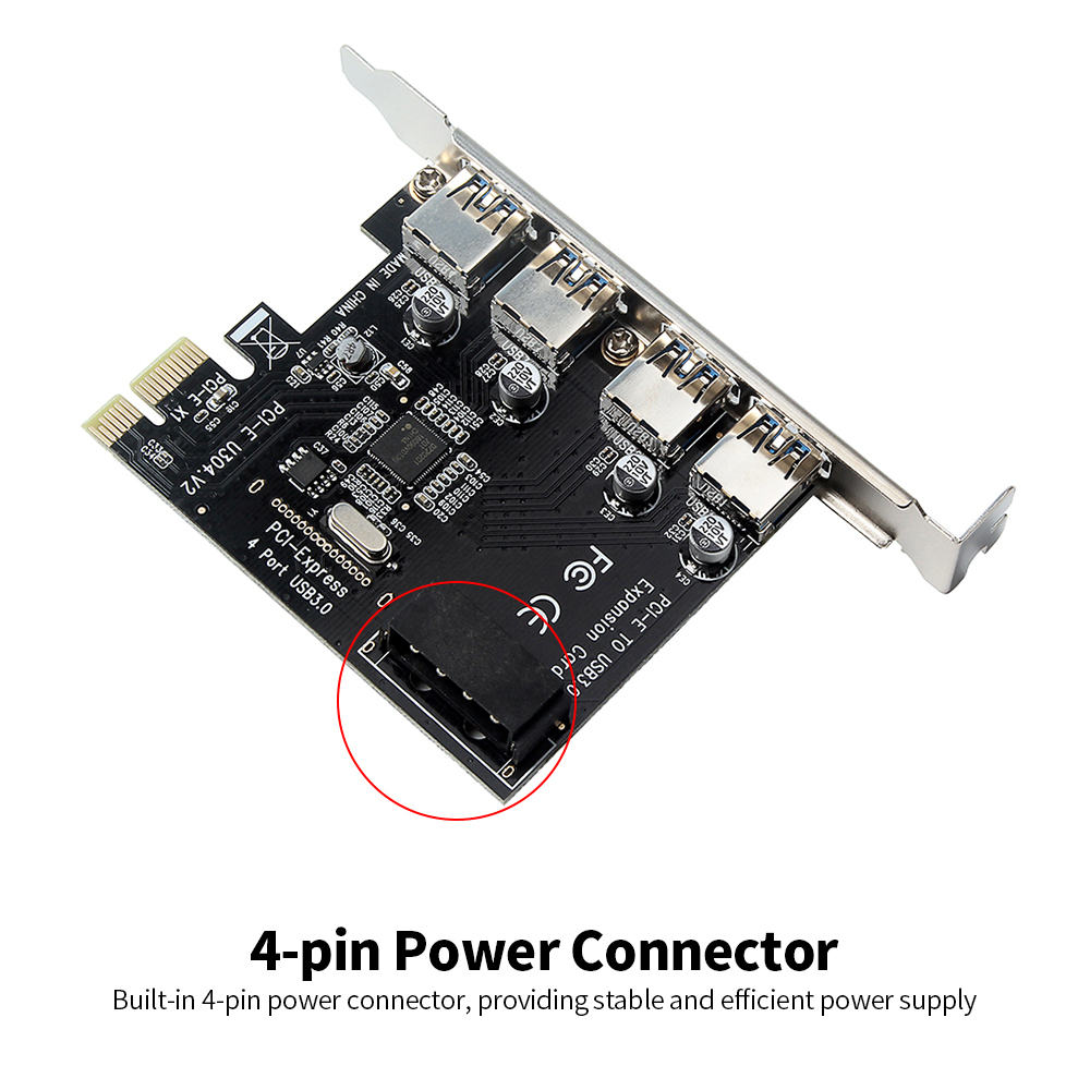 Thẻ Chuyển Đổi PCI-E Sang USB3.0 Tốc Độ Cao Với 4 Cổng USB3.0 Cho Máy Tính Để Bàn