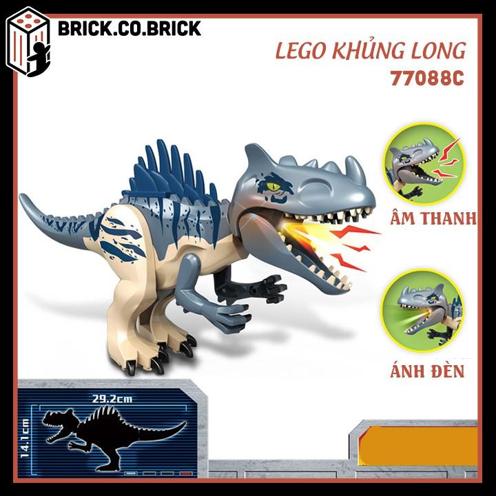 Mô Hình Khủng Long Đồ Chơi Lắp Ráp Khủng Long Dinosaur T Rex Jurassic Park Loại To MỚI NHẤT (Ấm Thanh + Đèn) 77088