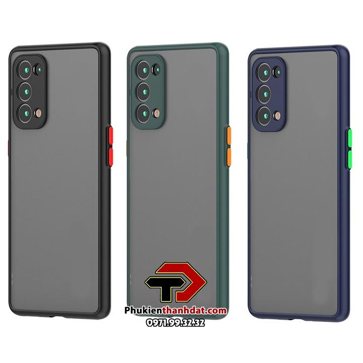 Ốp lưng nhám viền màu chống sốc bảo vệ camera dành cho OPPO Reno5